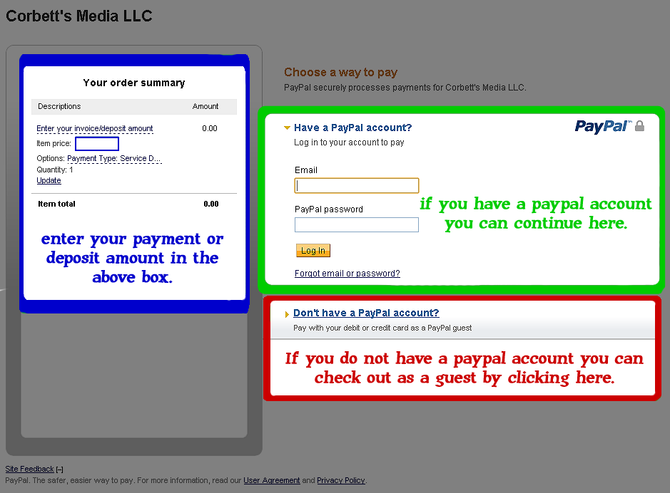 PayPal instructions